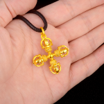 999 Pure Gold Cross Vajra Pestle Pendant